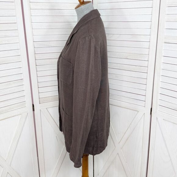 The Limited Brown Linen Boyfriend Blazer Jacket Taupe Size 9 Baggy Oversized - Picture 3 of 12